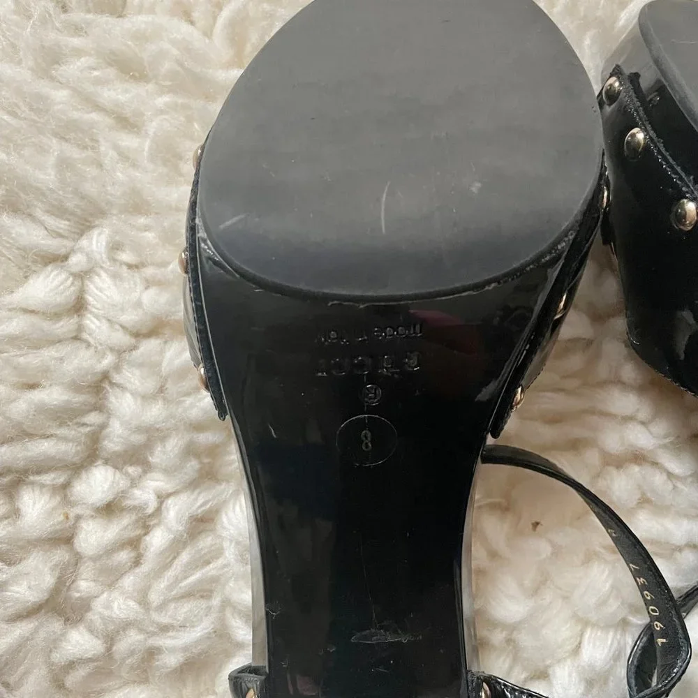 Gucci Sand Pelle Peep Toe S CUOIO Patent Leather Vernice Heels 38 - Picture 7 of 12